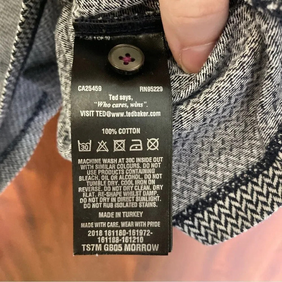 TED BAKER Taigaa Striped Polo Shirt Size 2 US Size Medium - Picture 9 of 10